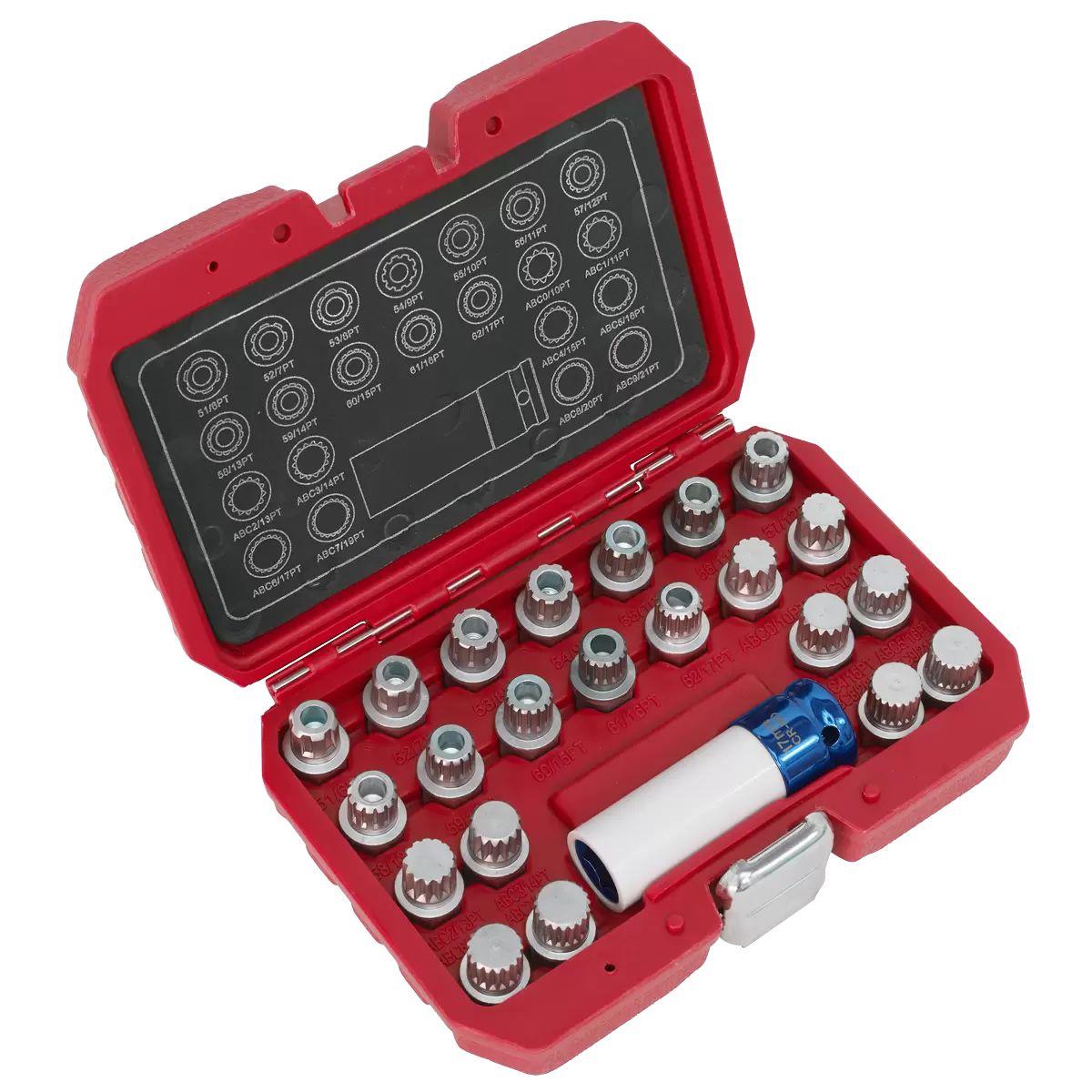 Sealey SX210 Locking Wheel Nut Key Set for VAG 23pc