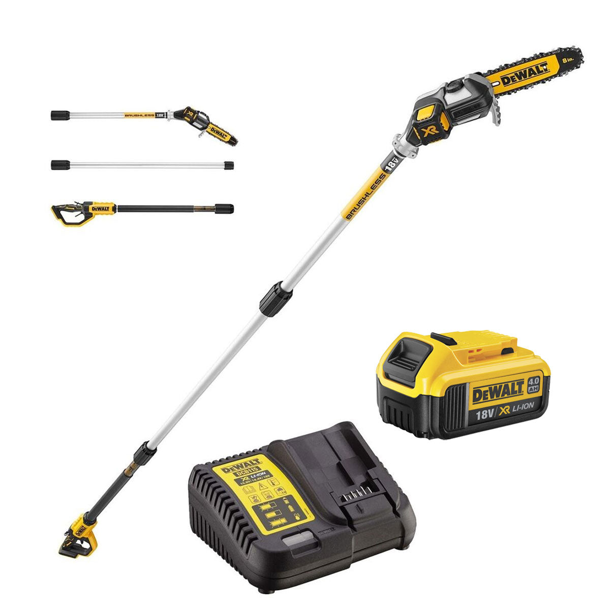 Dewalt DCMPS567N-XJ 18V XR Brushless Pole Saw with 1 x 4.0Ah Battery & Charger