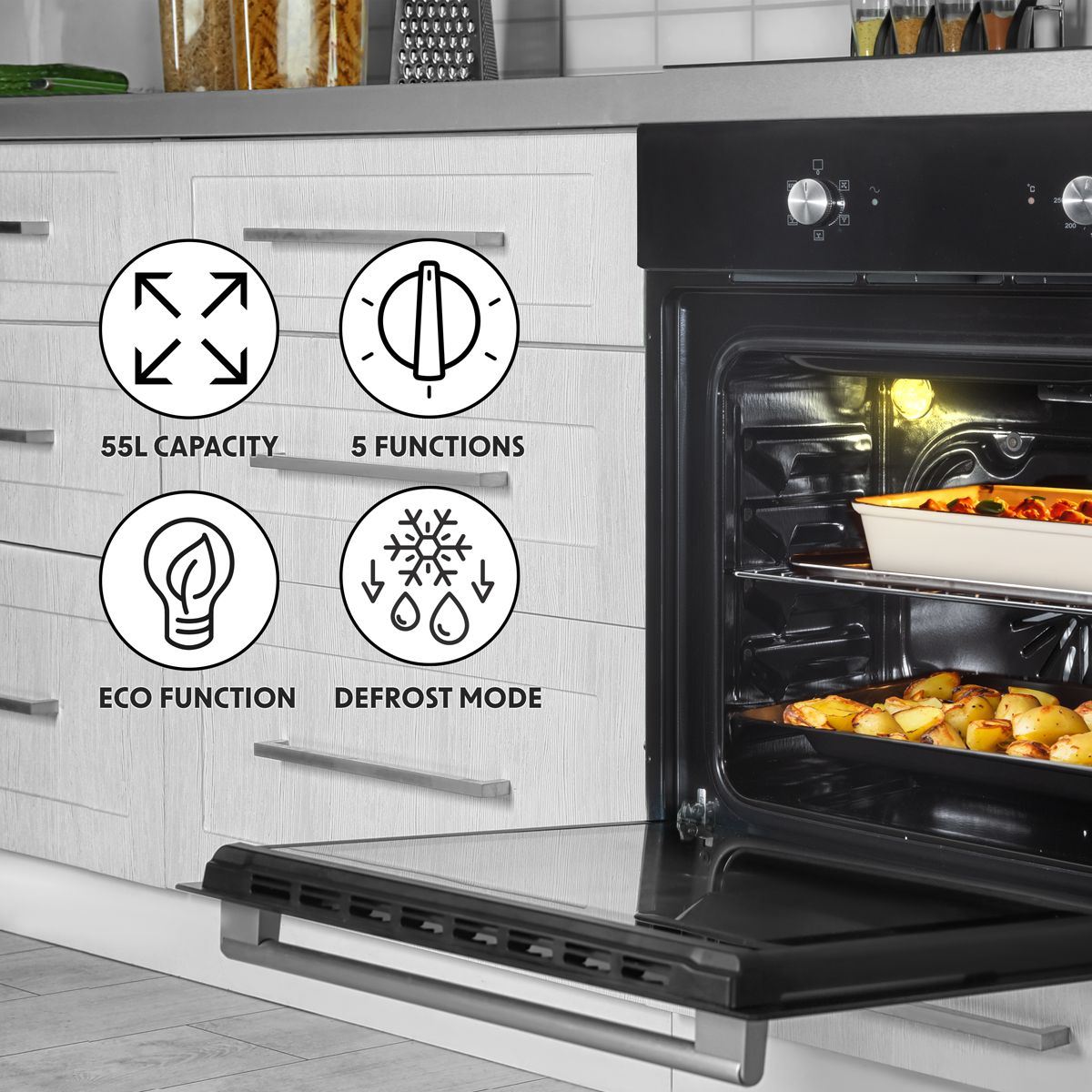 Sealey DH124 Baridi Integrated Fan-Assisted Electric Oven 60cm 55L Capacity