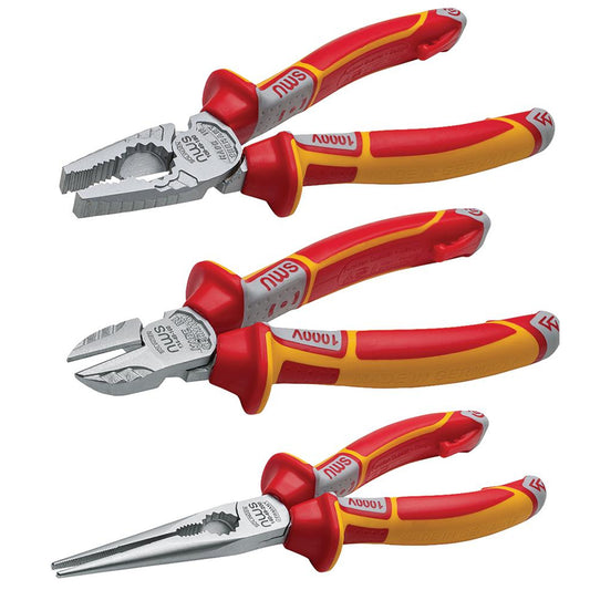 NWS NW782-3K VDE Sidecutter, Combination Plier and Long Nose Plier Set of 3 Piece