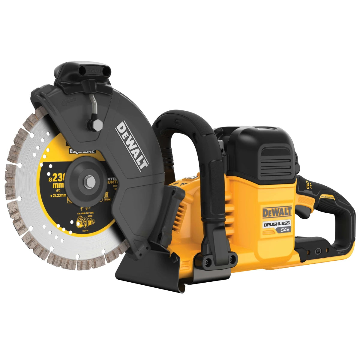 Dewalt DCS691X2 54V XR FlexVolt Brushless 230mm Cut Off Saw With 2 x 9.0Ah Batteries & Charger