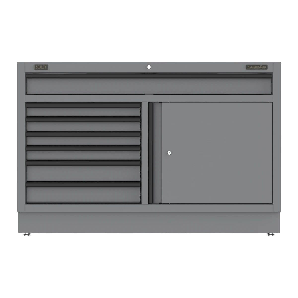 Sealey APMS41BE Superline PRO Black Edition Modular Floor Cabinet 7 Drawer & Cupboard Combination 1360mm