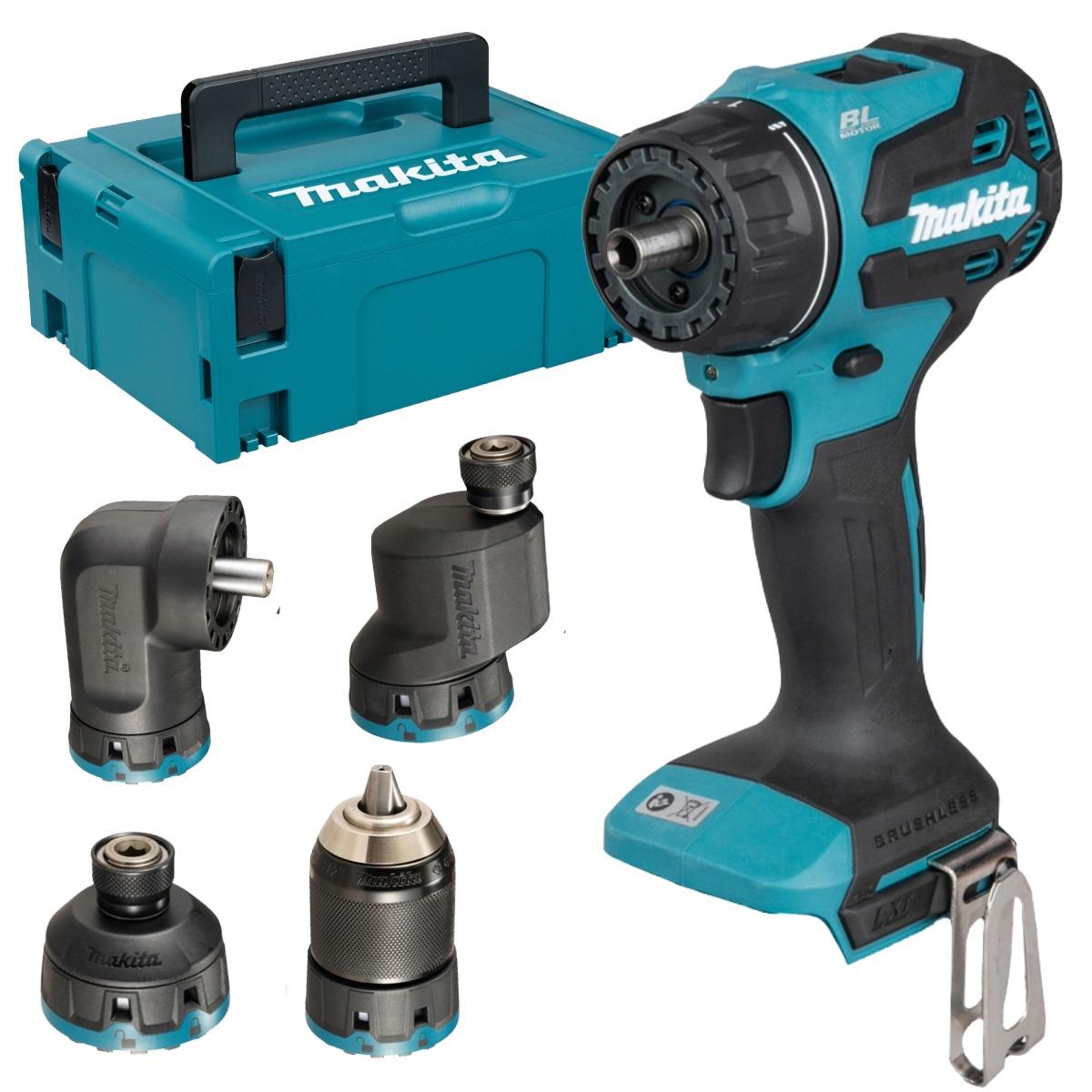 Makita DDF491ZJ01 18V LXT Brushless Multi Head Drill Driver Body with Interchangeable Heads & Case