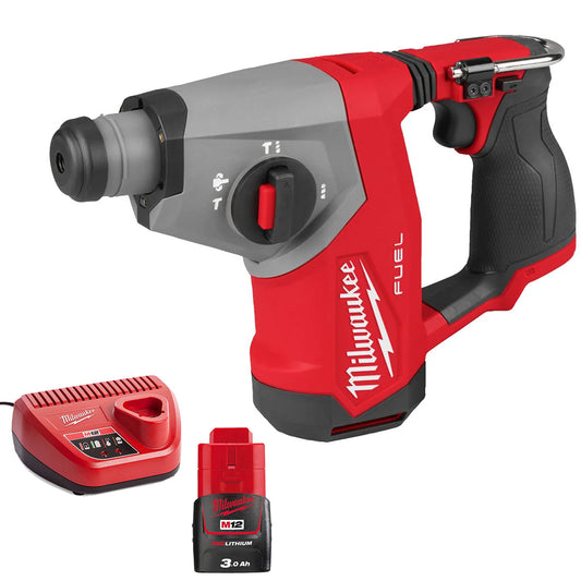 Milwaukee M12FHAC16-0 12V Fuel Brushless 4-Mode SDS+ Hammer Drill with 1 x 3.0Ah Battery & Charger
