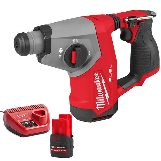 Milwaukee M12FHAC16-0 12V Fuel Brushless 4-Mode SDS+ Hammer Drill with 1 x 2.5Ah Battery & Charger