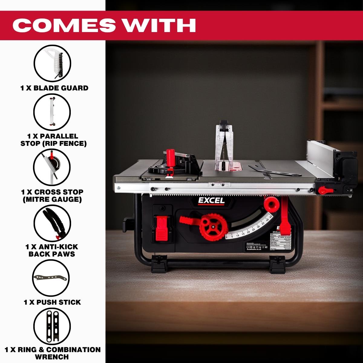 Excel 254mm Extendable Table Saw 240V/1800W
