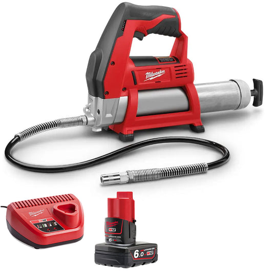 Milwaukee M12GG-0 12V Cordless Grease Gun with 1 x 6.0Ah Battery & Charger