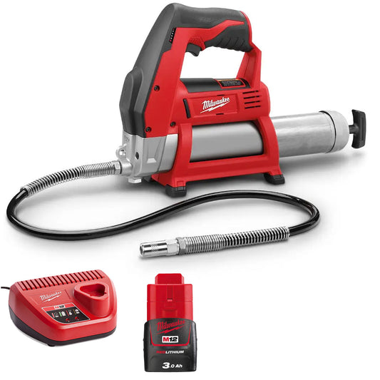 Milwaukee M12GG-0 12V Cordless Grease Gun with 1 x 3.0Ah Battery & Charger