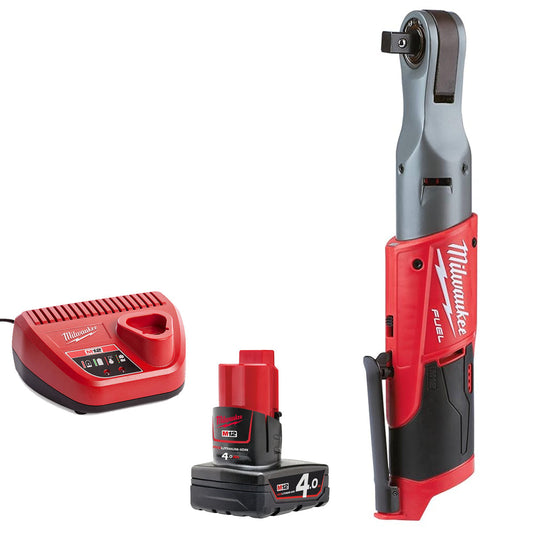 Milwaukee M12FIR12-0 12V FUEL 1/2" Impact Ratchet with 1 x 4.0Ah Battery & Charger