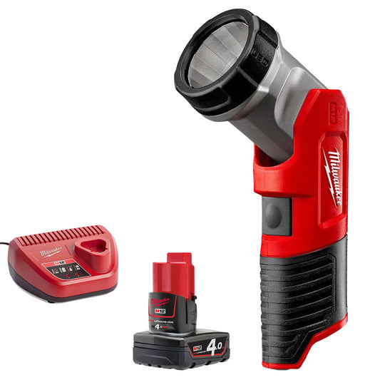 Milwaukee M12TLED-0 12V LED Torch with 1 x 4.0Ah Battery & Charger