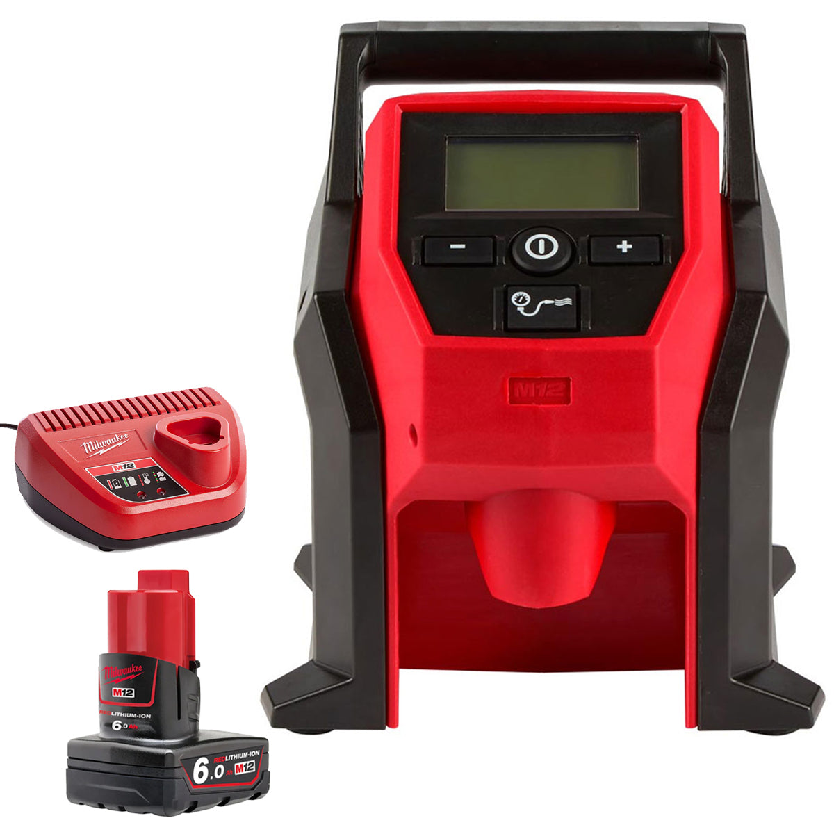 Milwaukee M12BI-0 M12 12V Sub Compact Inflator with 1 x 6.0Ah Battery & Charger