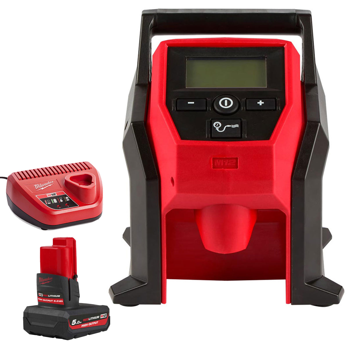 Milwaukee M12BI-0 M12 12V Sub Compact Inflator with 1 x 5.0Ah Battery & Charger