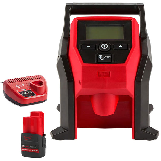 Milwaukee M12BI-0 M12 12V Sub Compact Inflator with 1 x 2.5Ah Battery & Charger