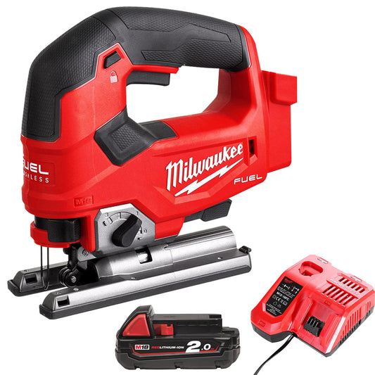 Milwaukee M18FJS-0 18V Brushless Fuel Top Handle Jigsaw with 1 x 2.0Ah Battery & Charger