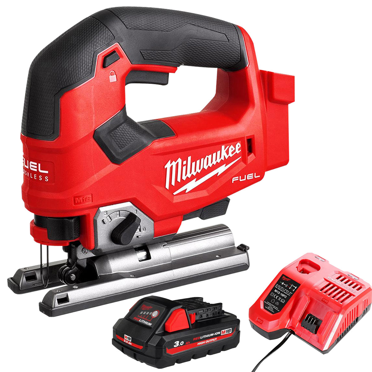 Milwaukee M18FJS-0 18V Brushless Fuel Top Handle Jigsaw with 1 x 3.0Ah Battery & Charger