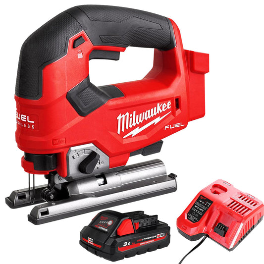 Milwaukee M18FJS-0 18V Brushless Fuel Top Handle Jigsaw with 1 x 3.0Ah Battery & Charger