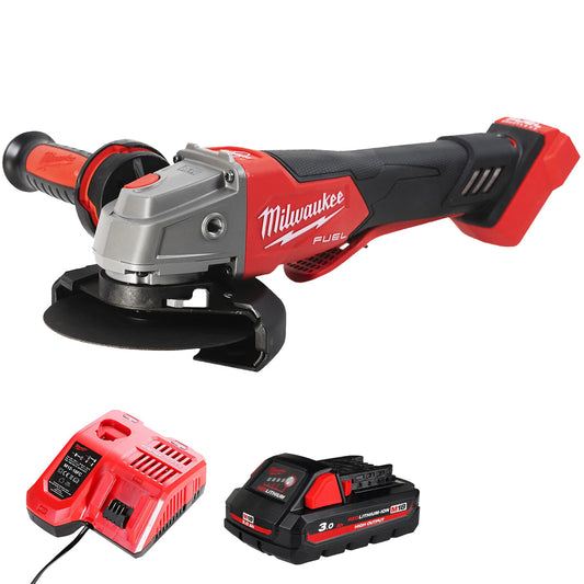 Milwaukee M18FSAGV115XPDB-0 18V Brushless 115mm Angle Grinder with 1 x 3.0Ah Battery & Charger