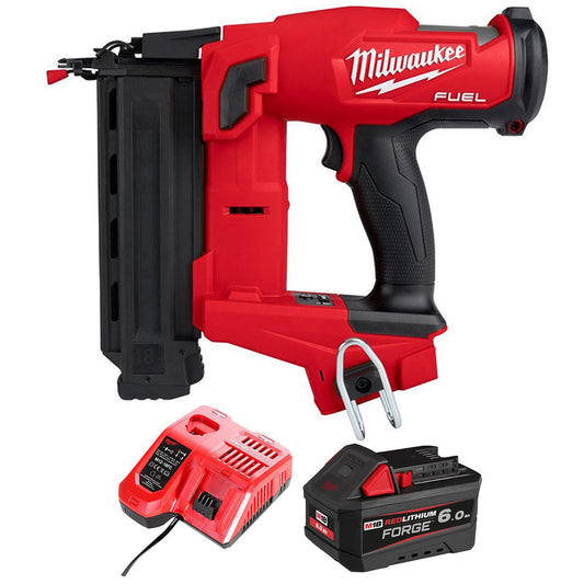 Milwaukee M18FN18GS-0 18V Fuel Brushless Second Fix Nailer with 1 x 6.0Ah Battery & Charger