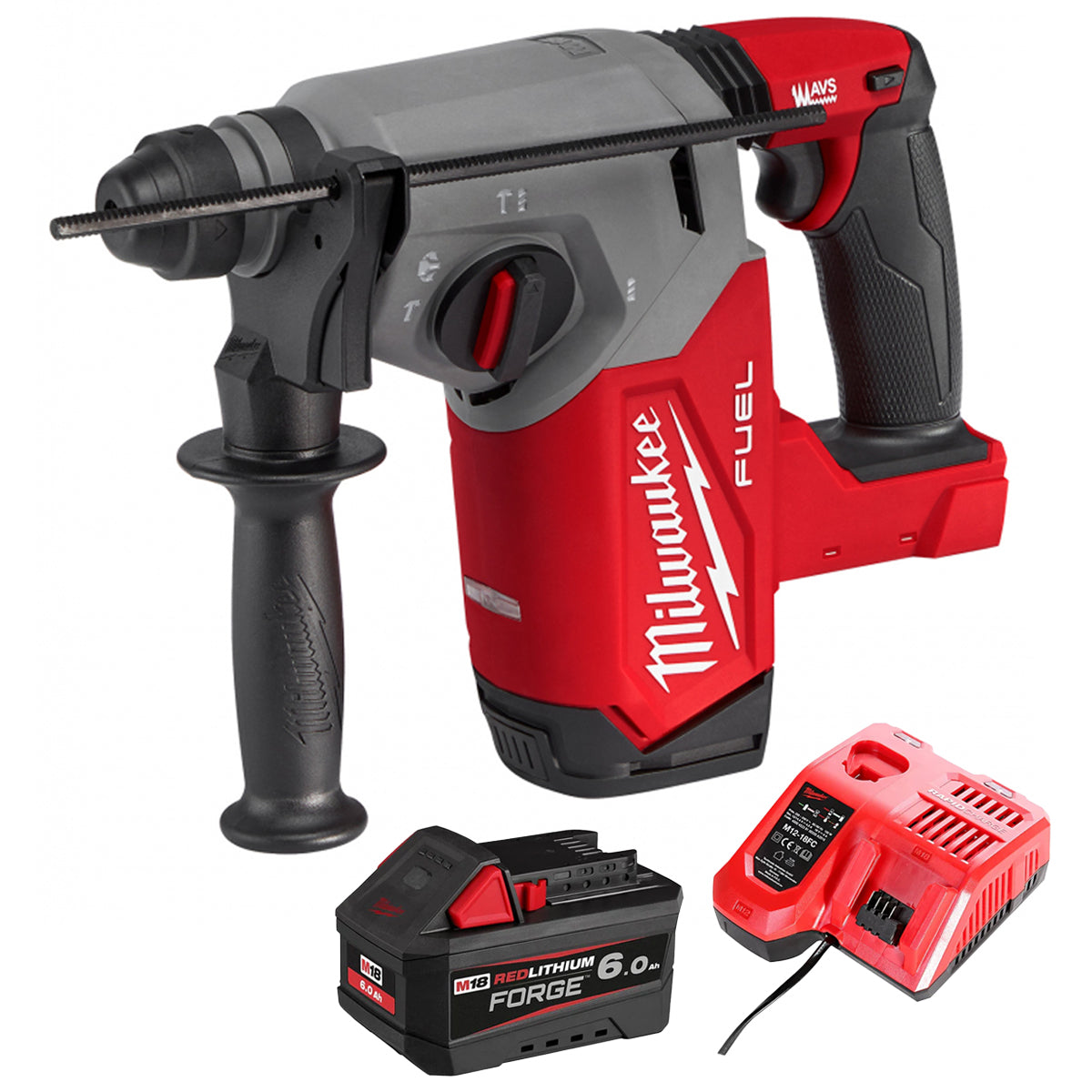 Milwaukee M18FH-0 18V Fuel 4-Mode SDS+ Brushless Hammer Drill with 1 x 6.0Ah Battery & Charger