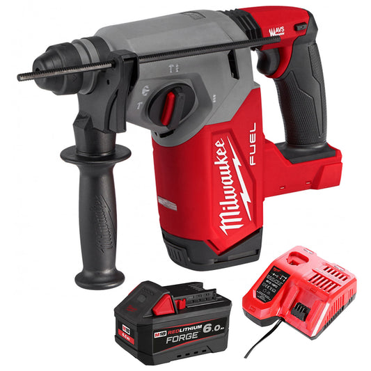 Milwaukee M18FH-0 18V Fuel 4-Mode SDS+ Brushless Hammer Drill with 1 x 6.0Ah Battery & Charger