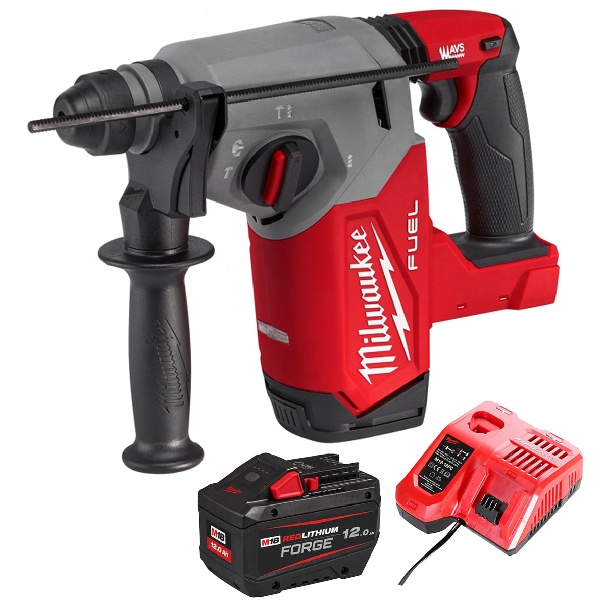 Milwaukee M18FH-0 18V Fuel 4-Mode SDS+ Brushless Hammer Drill with 1 x 12.0Ah Battery & Charger