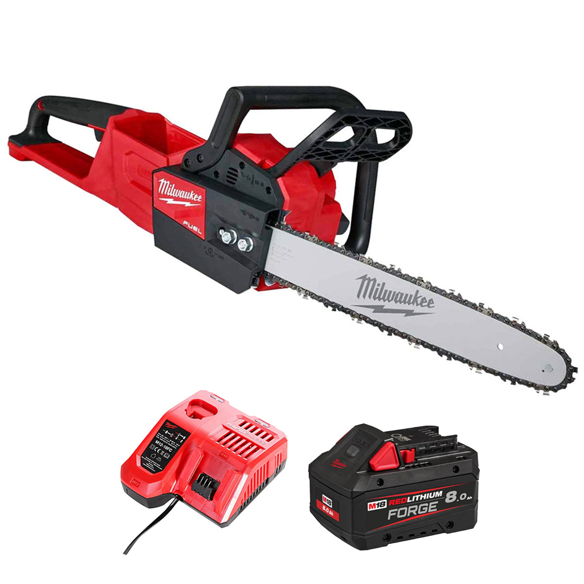 Milwaukee M18FCHS-0 18V Fuel Brushless Chainsaw with 1 x 8.0Ah Battery & Charger