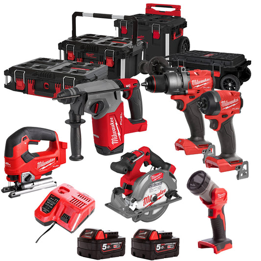 Milwaukee 18V 6 Piece Power Tool Kit with 2 x Batteries T4TKITM - 18505