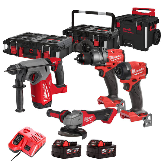 Milwaukee 18V 4 Piece Power Tool Kit with 2 x Batteries T4TKITM - 18506