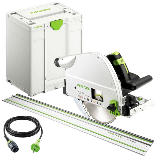 Festool TS 75 EBQ-Plus 230V GB Circular Plunge Cut Saw - 576114 With 1 x Guide Rail FS 1400/2