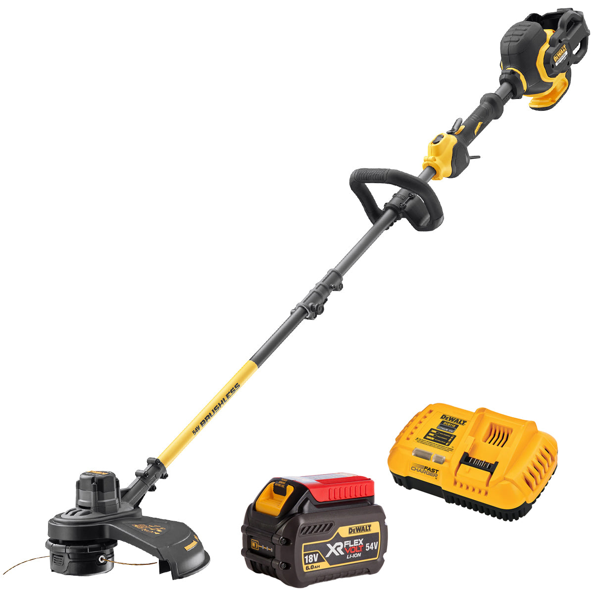 Dewalt DCM5713N-XJ 54V Flexvolt Brushless Split Shaft String Trimmer with 1 x 6.0Ah Battery & Charger