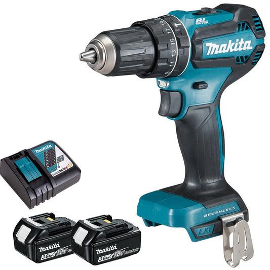 Makita DHP485Z 18V Brushless 2-Speed Combi Drill with 2 x 3.0Ah Battery & Charger