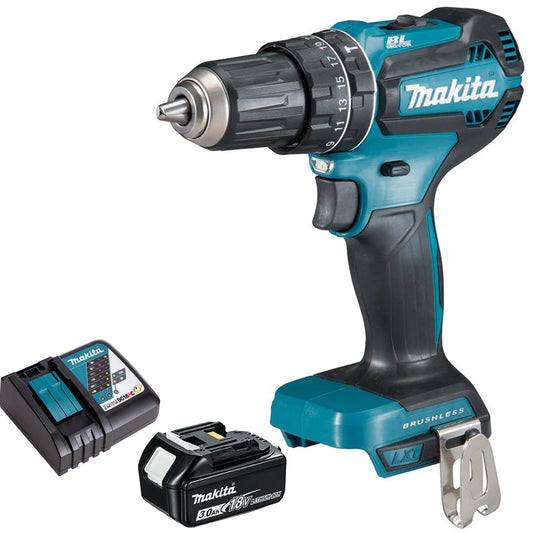 Makita DHP485Z 18V Brushless 2-Speed Combi Drill with 1 x 3.0Ah Battery & Charger