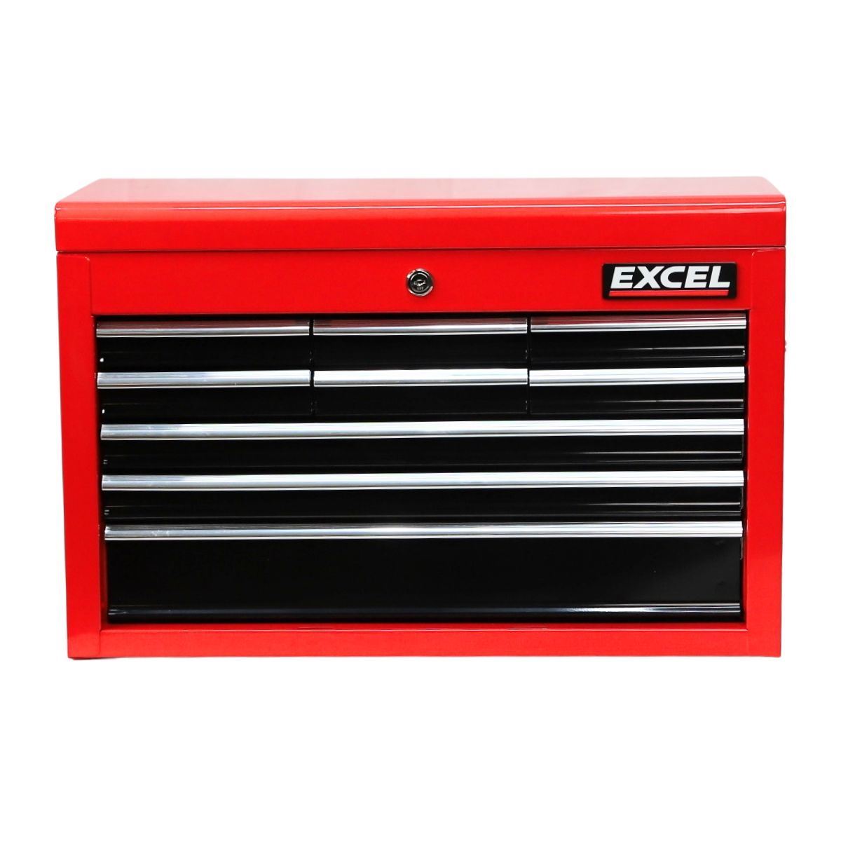 Excel 9 Drawers Portable Tool Chest Cabinet with Ball Bearing Slides Black and Red