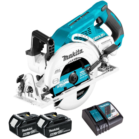 Makita DRS780Z 36V Brushless 185mm Circular Saw with 2 x 6.0Ah Battery & Charger