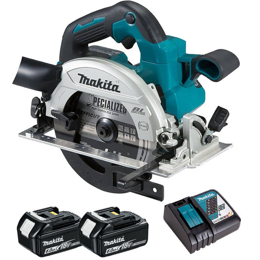 Makita DHS660Z 18V Brushless 165mm Circular Saw with 2 x 6.0Ah Battery & Charger
