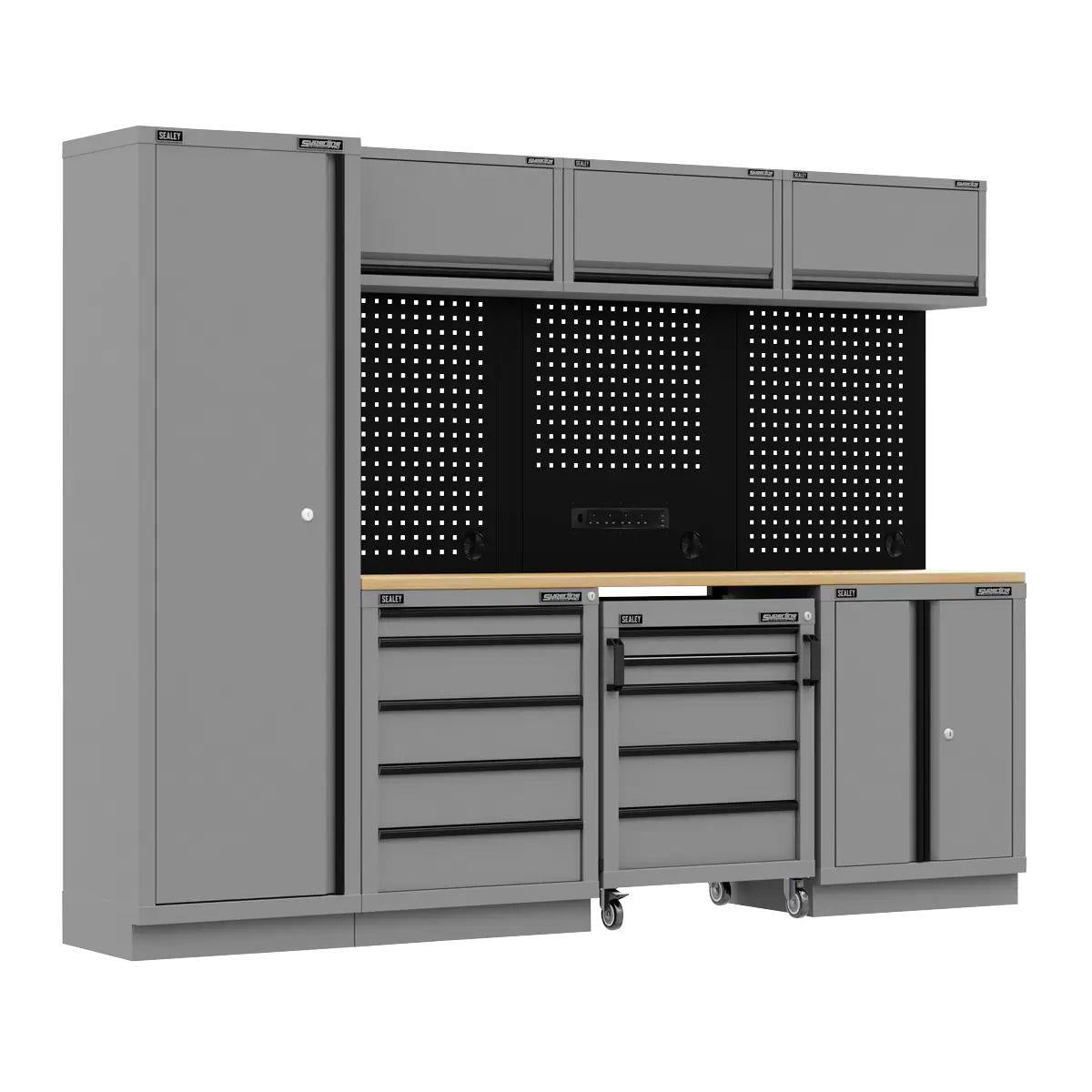 Sealey APMSBESTACK02W Superline PRO Black Edition Storage System with Rubber Wood Worktop 2.64m