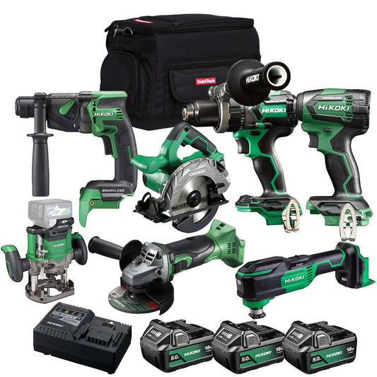 Hikoki 18V 7 Piece Power Tool Combo Kit with 3 x 5.0Ah Battery & Charger T4TKIT-27301