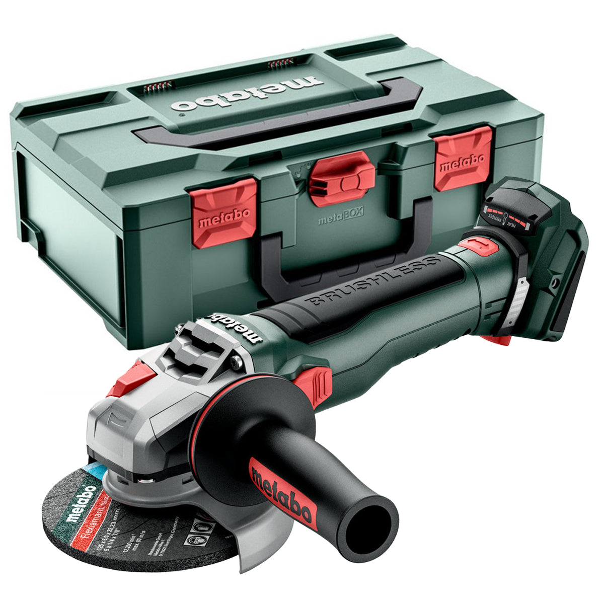 Metabo WB 18 LT BL 11-125 18V Brushless Angle Grinder with 1 x 4.0Ah Battery Charger & Case