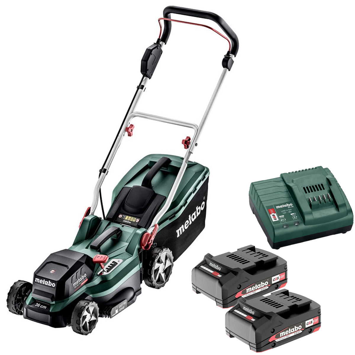 Metabo RM 36-18 LTX BL 36 36V Brushless Lawn Mower with 2 x 2.0Ah Battery & Charger