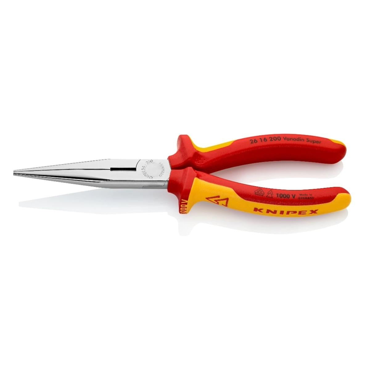 Knipex 200mm VDE Long Snipe Nose Side Cutting Pliers 26 16 200 SB
