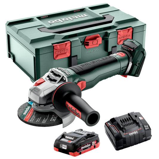 Metabo WB 18 LT BL 11-125 18V Brushless Angle Grinder with 1 x 4.0Ah Battery Charger & Case