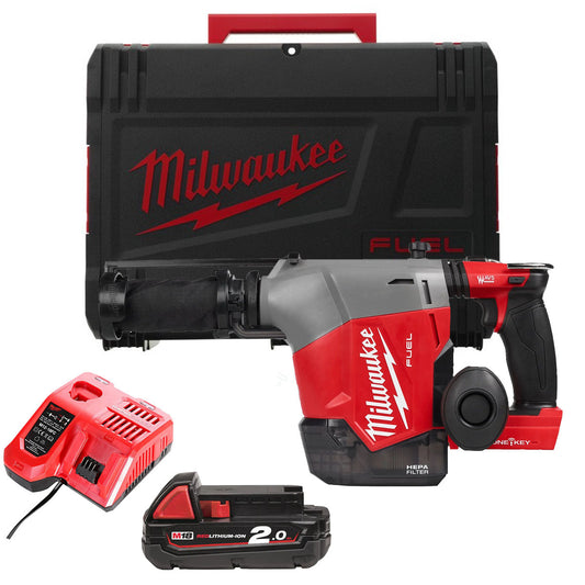 Milwaukee M18FHAFOH16-0X 18V Brushless SDS+ Hammer Drill with 1 x 2.0Ah Battery Charger & Case