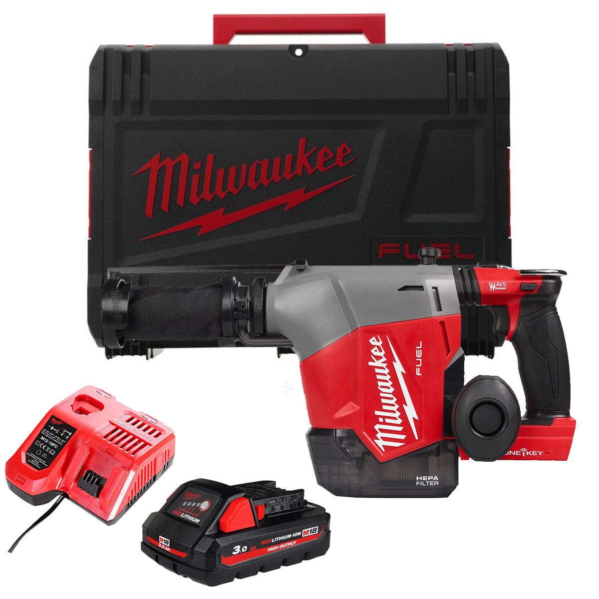 Milwaukee M18FHAFOH16-0X 18V Brushless SDS+ Hammer Drill with 1 x 3.0Ah Battery Charger & Case