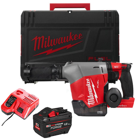 Milwaukee M18FHAFOH16-0X 18V Brushless SDS+ Hammer Drill with 1 x 12.0Ah Battery Charger & Case