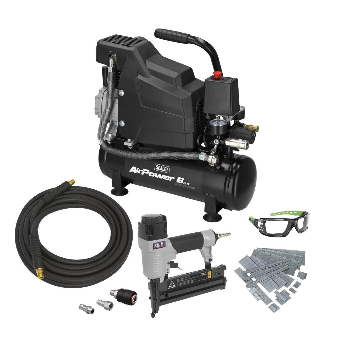 Sealey SAC0620AKIT Air Compressor/Air Nail/Staple Gun Kit 230V