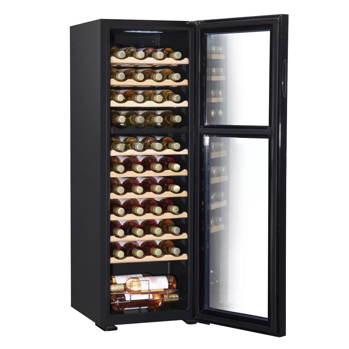 Sealey DH92 Baridi 44 Bottle Dual Zone Wine Fridge with Digital Touch Screen Controls & LED Light Black 230V