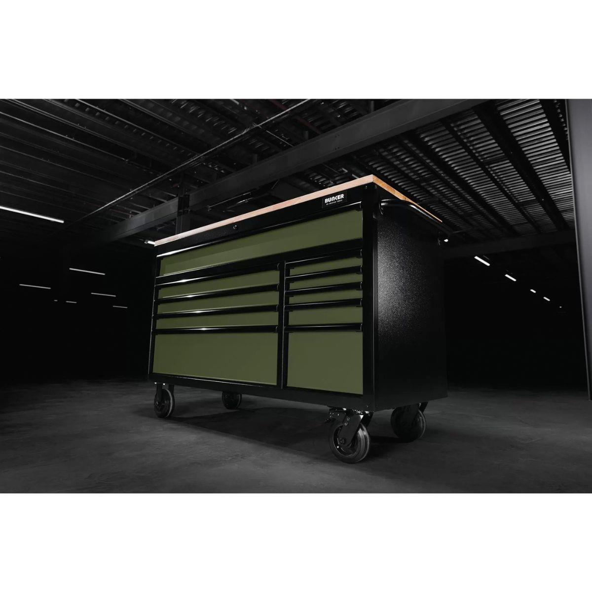 Draper B100-56GR/FSC BUNKER 10 Drawer Workbench Roller Tool Cabinet, 56 Inch Green 27221