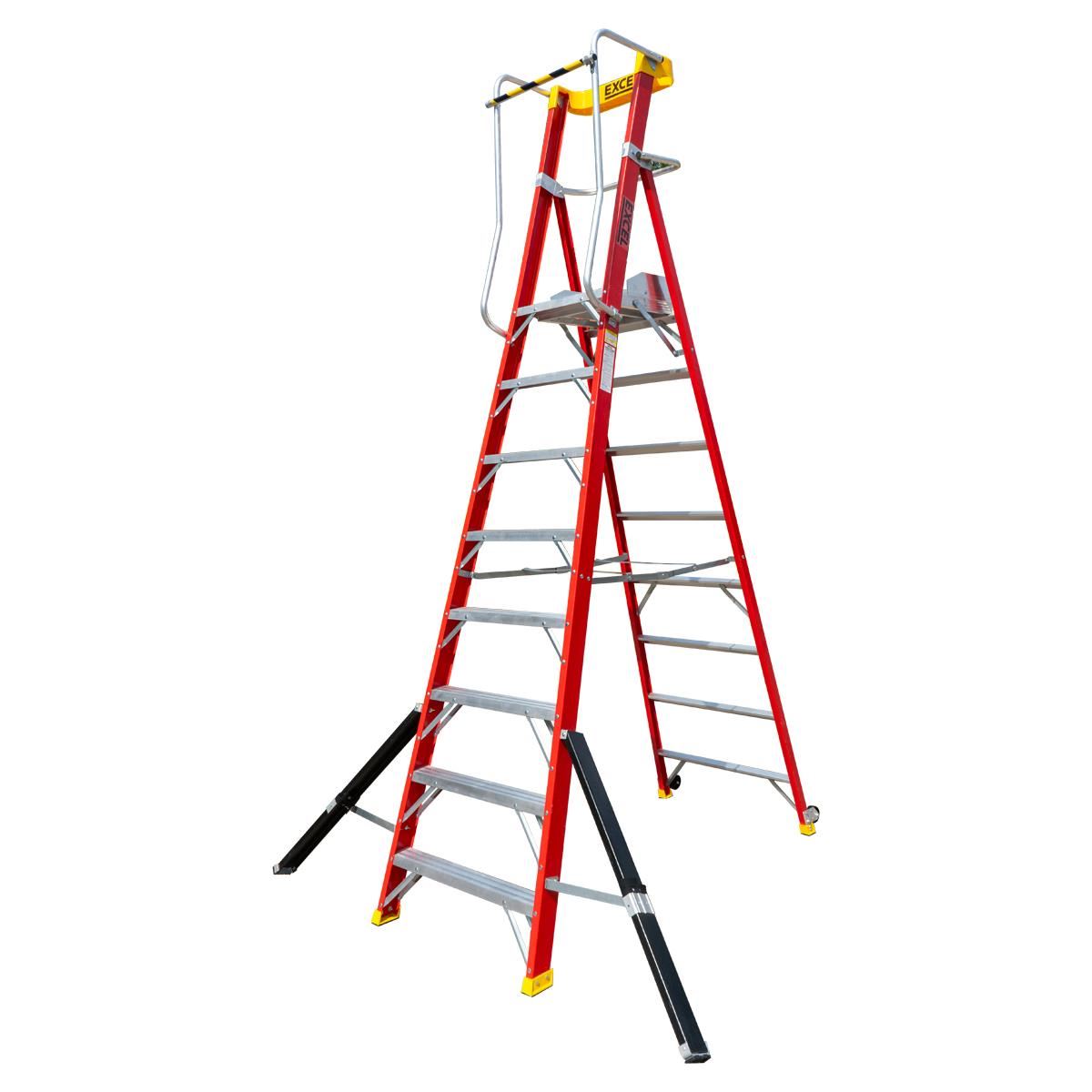 Excel Electricians Fibreglass Podium Step Ladder 8 Tread 3.18m EN131-7 Item Condition Damaged Box - Collection Only