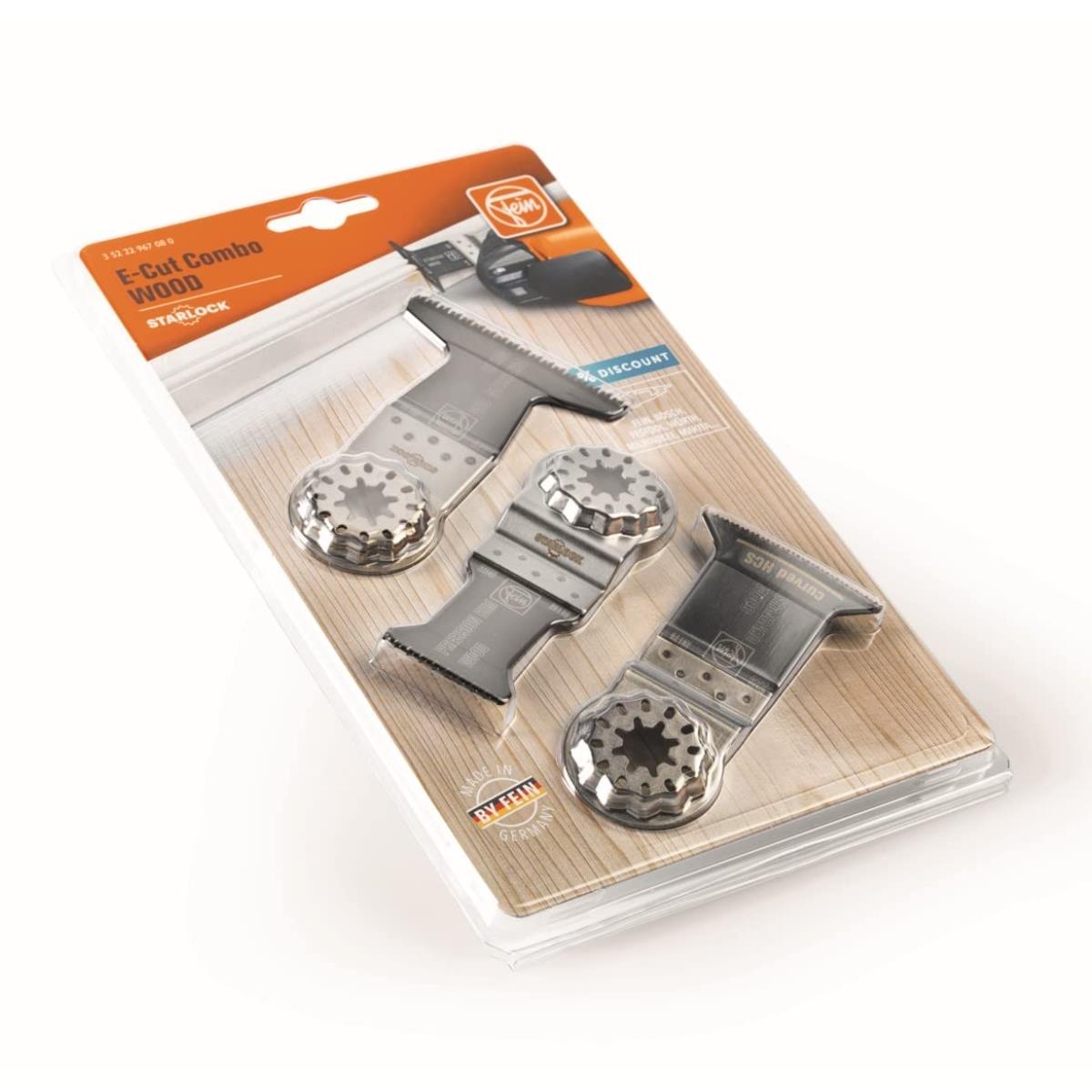 Fein 3 Piece Starlock Wood E-Cut Saw Multi-Tool Blades Combo Set 35222967080