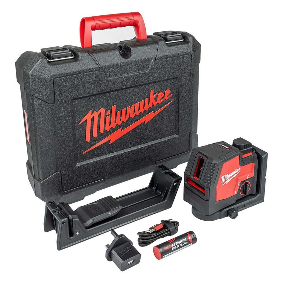 Milwaukee L4CLL-301C 4V REDLITHIUM USB Rechargeable Green Cross Line Laser 4933478243